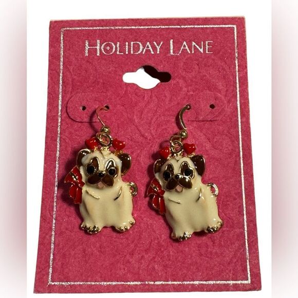 Holiday Lane Gold-Tone Heart & Bow Dog Drop Earrings - Picture 3 of 4